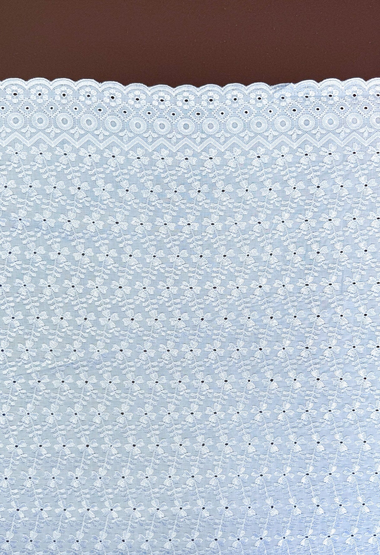 Heavy Eyelet 80% Polyester 20% Cotton Fabric - Light Blue Floral Embroidery, 41"-42" Width