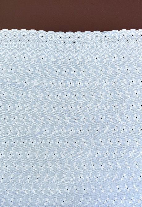 Heavy Eyelet 80% Polyester 20% Cotton Fabric - Light Blue Floral Embroidery, 41"-42" Width
