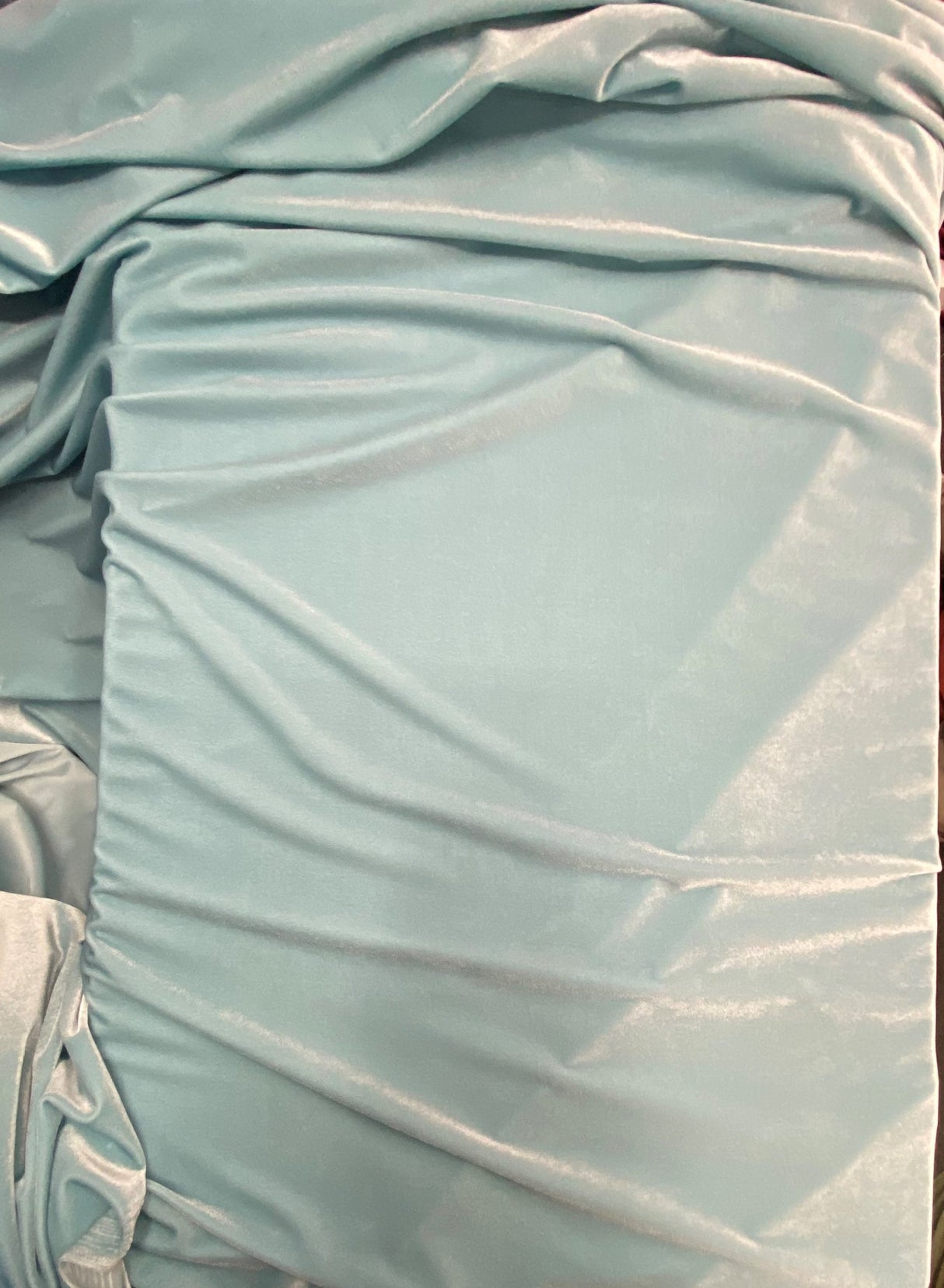 Lt Blue Stretch Velvet Fabric - Light Blue, 58"-60" Width (1 Yard)
