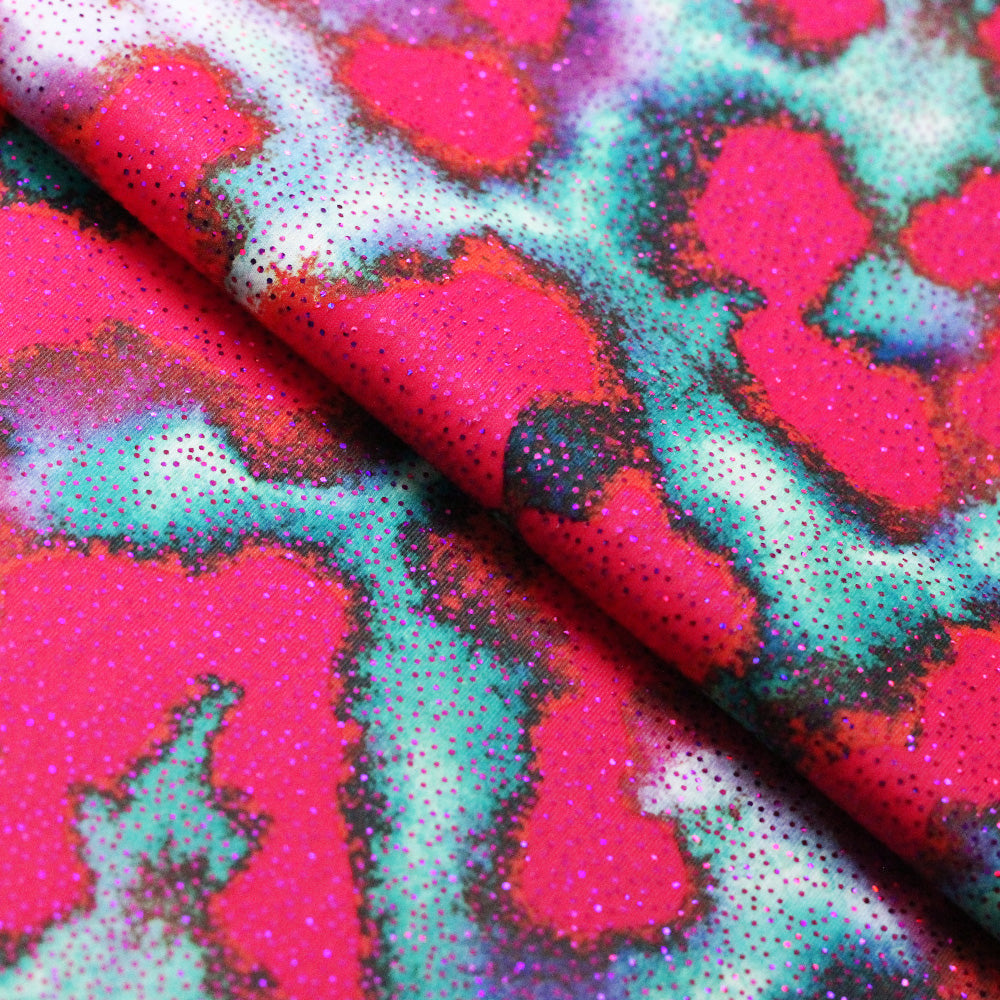 Lucid Leopard Polyester Spandex Fabric - Pink Leopard Watercolor Print, 58/60" Width (1 Yard)