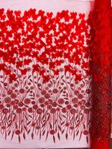 Luxury 3D Floral Butterfly Beaded Lace Fabric - 54" Width, Color Options (1 Yard)