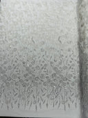Luxury 3D Floral Butterfly Beaded Lace Fabric - 54" Width, Color Options (1 Yard)