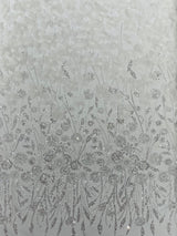 Luxury 3D Floral Butterfly Beaded Lace Fabric - 54" Width, Color Options (1 Yard)