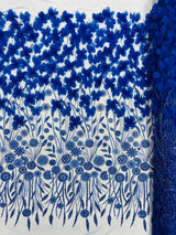 Luxury 3D Floral Butterfly Beaded Lace Fabric - 54" Width, Color Options (1 Yard)