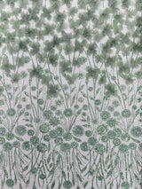 Luxury 3D Floral Butterfly Beaded Lace Fabric - 54" Width, Color Options (1 Yard)
