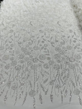 Luxury 3D Floral Butterfly Beaded Lace Fabric - 54" Width, Color Options (1 Yard)