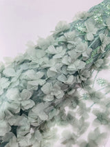 Luxury 3D Floral Butterfly Beaded Lace Fabric - 54" Width, Color Options (1 Yard)