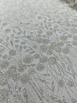 Luxury 3D Floral Butterfly Beaded Lace Fabric - 54" Width, Color Options (1 Yard)