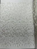 Luxury 3D Floral Butterfly Beaded Lace Fabric - 54" Width, Color Options (1 Yard)