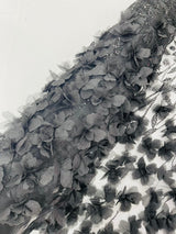Luxury 3D Floral Butterfly Beaded Lace Fabric - 54" Width, Color Options (1 Yard)