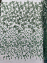 Luxury 3D Floral Butterfly Beaded Lace Fabric - 54" Width, Color Options (1 Yard)