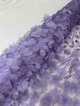 Luxury 3D Floral Butterfly Beaded Lace Fabric - 54" Width, Color Options (1 Yard)