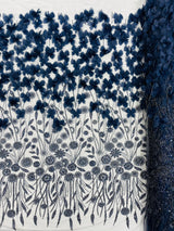 Luxury 3D Floral Butterfly Beaded Lace Fabric - 54" Width, Color Options (1 Yard)