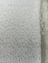 Luxury 3D Floral Butterfly Beaded Lace Fabric - 54" Width, Color Options (1 Yard)