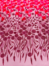 Luxury 3D Floral Butterfly Beaded Lace Fabric - 54" Width, Color Options (1 Yard)