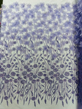 Luxury 3D Floral Butterfly Beaded Lace Fabric - 54" Width, Color Options (1 Yard)