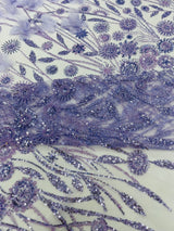 Luxury 3D Floral Butterfly Beaded Lace Fabric - 54" Width, Color Options (1 Yard)