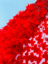 Luxury 3D Floral Butterfly Beaded Lace Fabric - 54" Width, Color Options (1 Yard)