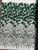 Luxury 3D Floral Butterfly Beaded Lace Fabric - 54" Width, Color Options (1 Yard)