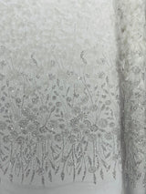 Luxury 3D Floral Butterfly Beaded Lace Fabric - 54" Width, Color Options (1 Yard)
