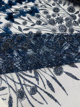 Luxury 3D Floral Butterfly Beaded Lace Fabric - 54" Width, Color Options (1 Yard)
