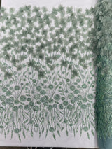 Luxury 3D Floral Butterfly Beaded Lace Fabric - 54" Width, Color Options (1 Yard)