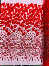Luxury 3D Floral Butterfly Beaded Lace Fabric - 54" Width, Color Options (1 Yard)