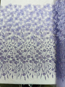 Luxury 3D Floral Butterfly Beaded Lace Fabric - 54" Width, Color Options (1 Yard)