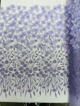 Luxury 3D Floral Butterfly Beaded Lace Fabric - 54" Width, Color Options (1 Yard)