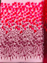 Luxury 3D Floral Butterfly Beaded Lace Fabric - 54" Width, Color Options (1 Yard)