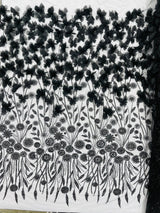 Luxury 3D Floral Butterfly Beaded Lace Fabric - 54" Width, Color Options (1 Yard)