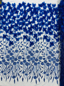 Luxury 3D Floral Butterfly Beaded Lace Fabric - 54" Width, Color Options (1 Yard)