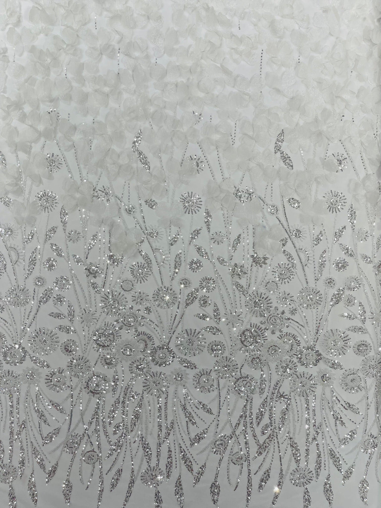 Luxury 3D Floral Butterfly Beaded Lace Fabric - 54" Width, Color Options (1 Yard)