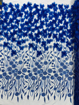 Luxury 3D Floral Butterfly Beaded Lace Fabric - 54" Width, Color Options (1 Yard)