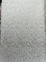 Luxury 3D Floral Butterfly Beaded Lace Fabric - 54" Width, Color Options (1 Yard)