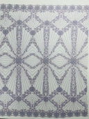 Luxury Bridal Fabric With Geometric Beading On Mesh - Beaded Mesh Fabric, 54" Width, Color Options (1 Yard)