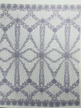 Luxury Bridal Fabric With Geometric Beading On Mesh - Beaded Mesh Fabric, 54" Width, Color Options (1 Yard)