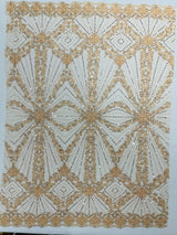 Luxury Bridal Fabric With Geometric Beading On Mesh - Beaded Mesh Fabric, 54" Width, Color Options (1 Yard)
