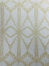 Luxury Bridal Fabric With Geometric Beading On Mesh - Beaded Mesh Fabric, 54" Width, Color Options (1 Yard)