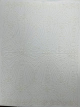 Luxury Bridal Fabric With Geometric Beading On Mesh - Beaded Mesh Fabric, 54" Width, Color Options (1 Yard)