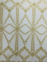 Luxury Bridal Fabric With Geometric Beading On Mesh - Beaded Mesh Fabric, 54" Width, Color Options (1 Yard)