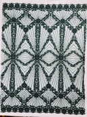 Luxury Bridal Fabric With Geometric Beading On Mesh - Beaded Mesh Fabric, 54" Width, Color Options (1 Yard)