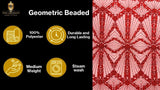 Luxury Bridal Fabric With Geometric Beading On Mesh - Beaded Mesh Fabric, 54" Width, Color Options (1 Yard)