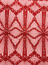 Luxury Bridal Fabric With Geometric Beading On Mesh - Beaded Mesh Fabric, 54" Width, Color Options (1 Yard)