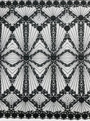 Luxury Bridal Fabric With Geometric Beading On Mesh - Beaded Mesh Fabric, 54" Width, Color Options (1 Yard)