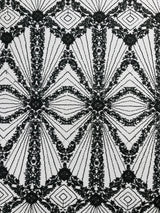 Luxury Bridal Fabric With Geometric Beading On Mesh - Beaded Mesh Fabric, 54" Width, Color Options (1 Yard)