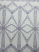 Luxury Bridal Fabric With Geometric Beading On Mesh - Beaded Mesh Fabric, 54" Width, Color Options (1 Yard)