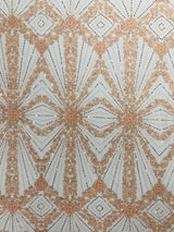 Luxury Bridal Fabric With Geometric Beading On Mesh - Beaded Mesh Fabric, 54" Width, Color Options (1 Yard)