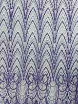 Luxury Chain Geometric Beaded Lace Fabric - Geometric Chain Beaded Lace, 54" Width (1 Yard)