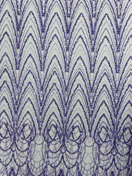 Luxury Chain Geometric Beaded Lace Fabric - Geometric Chain Beaded Lace, 54" Width (1 Yard)